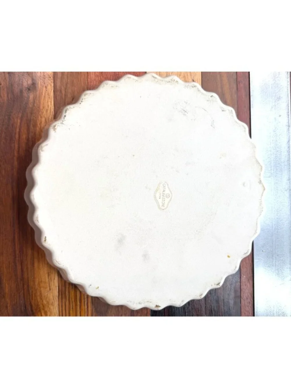 Vintage fluted stoneware pie plate or quiche dish produced under the Catalinasto
